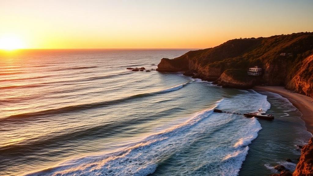 Australian coastal headland and ocean at golden hour